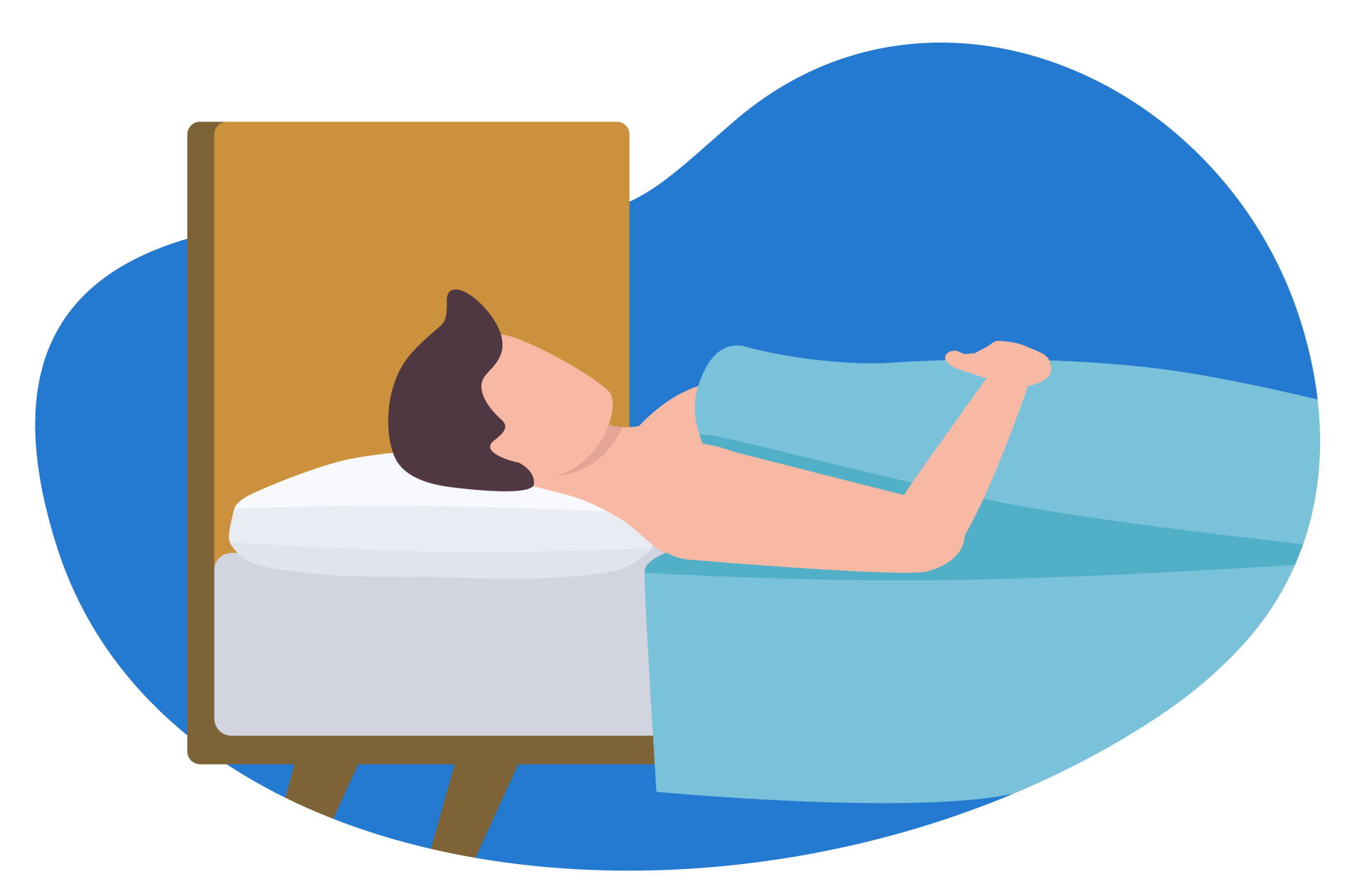 Ilustração de um homem deitado de barriga para cima.